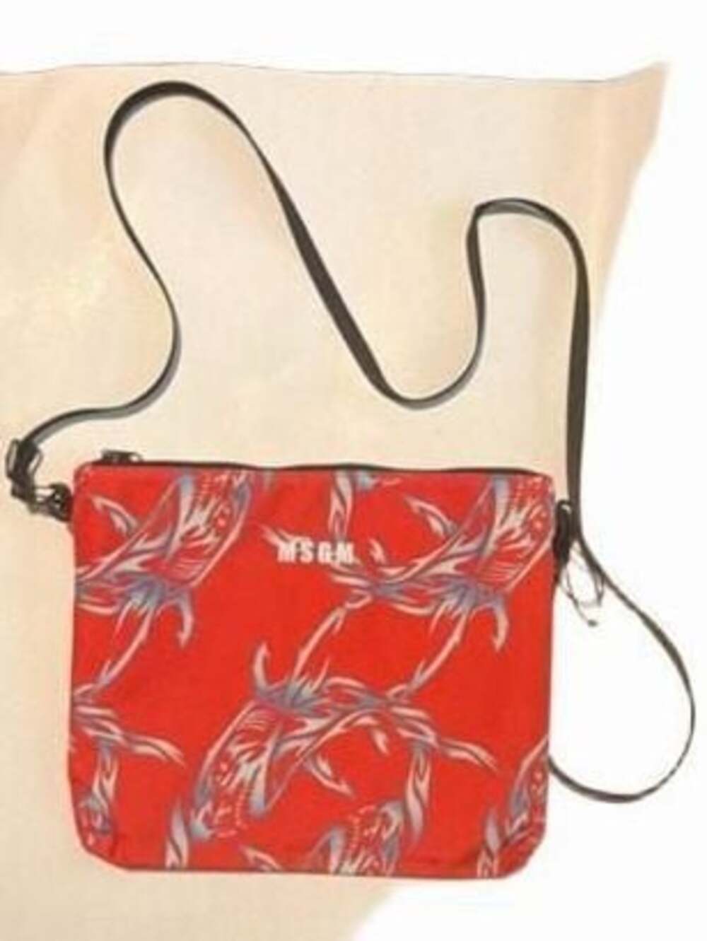 MSGM Red Shark Print Crossbody Shoulder Bag